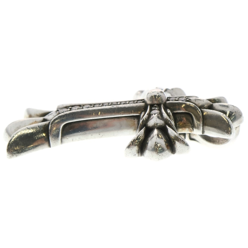 CHROME HEARTS(クロムハーツ) DBL CH CRS LRG ラージダブルCHクロス アフターPAVEダイヤ ペンダント シルバーネックレストップ シルバー