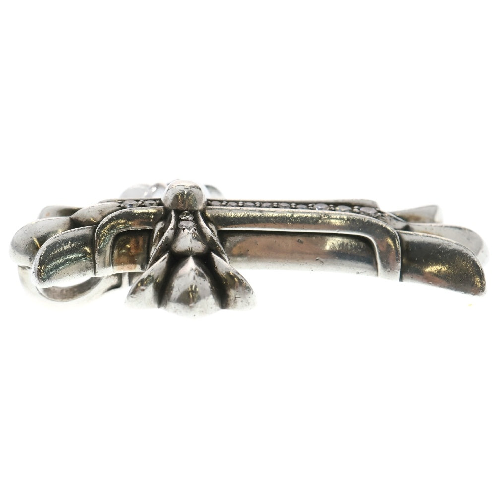 CHROME HEARTS(クロムハーツ) DBL CH CRS LRG ラージダブルCHクロス アフターPAVEダイヤ ペンダント シルバーネックレストップ シルバー