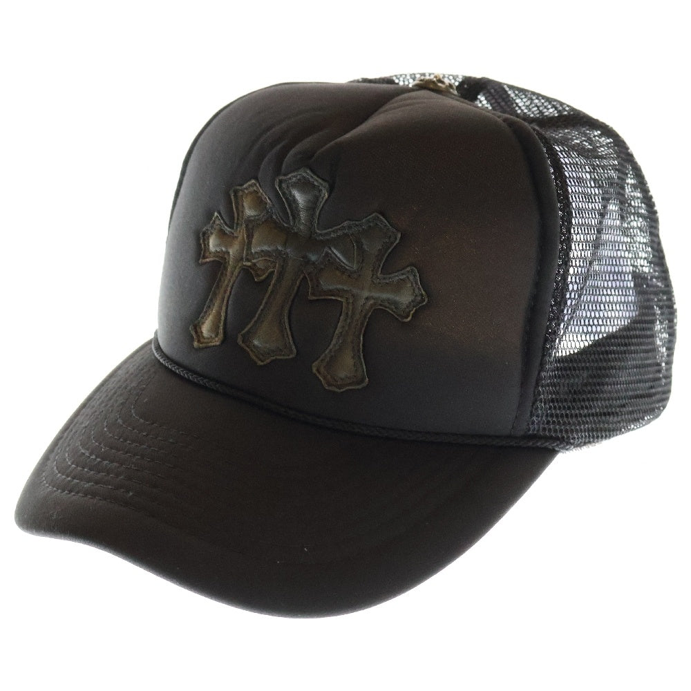 CHROME HEARTS(クロムハーツ) Cemetery Cross Patch Trucker Cap セメタリークロスパッチトラッカーキャップ ベースボールキャップ クロスボール 帽子 ブラック