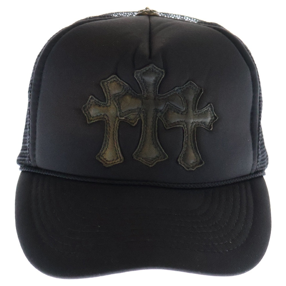 CHROME HEARTS(クロムハーツ) Cemetery Cross Patch Trucker Cap セメタリークロスパッチトラッカーキャップ ベースボールキャップ クロスボール 帽子 ブラック