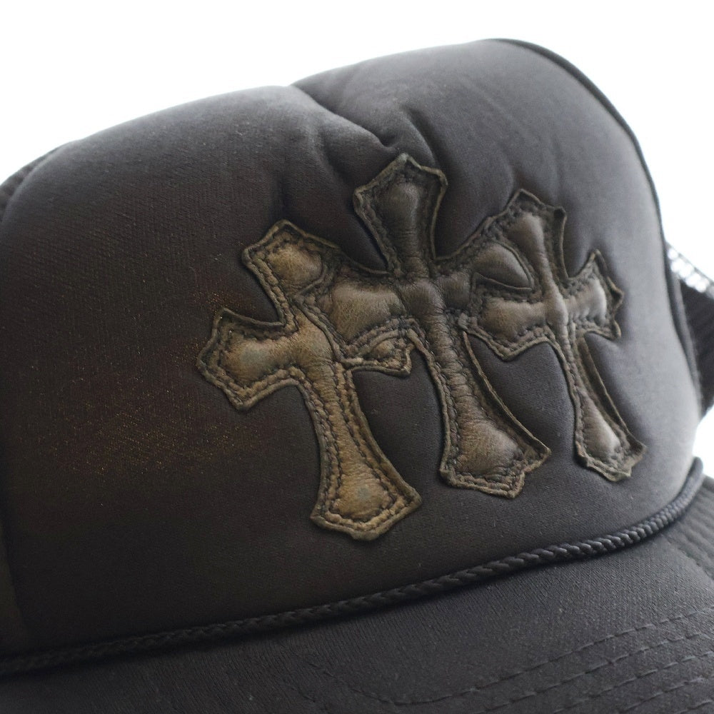 CHROME HEARTS(クロムハーツ) Cemetery Cross Patch Trucker Cap セメタリークロスパッチトラッカーキャップ ベースボールキャップ クロスボール 帽子 ブラック