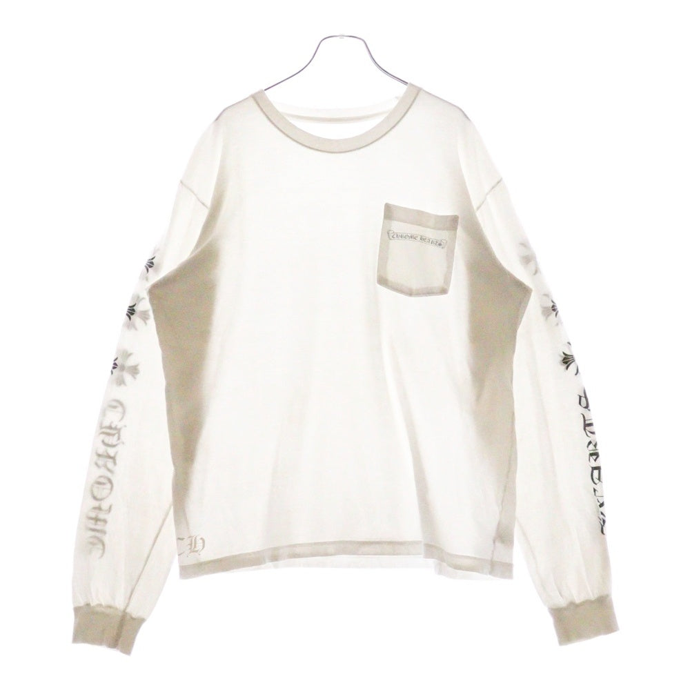 CHROME HEARTS(クロムハーツ) L/S Tee アームロゴ プリント長袖Tシャツ カットソー ホワイト