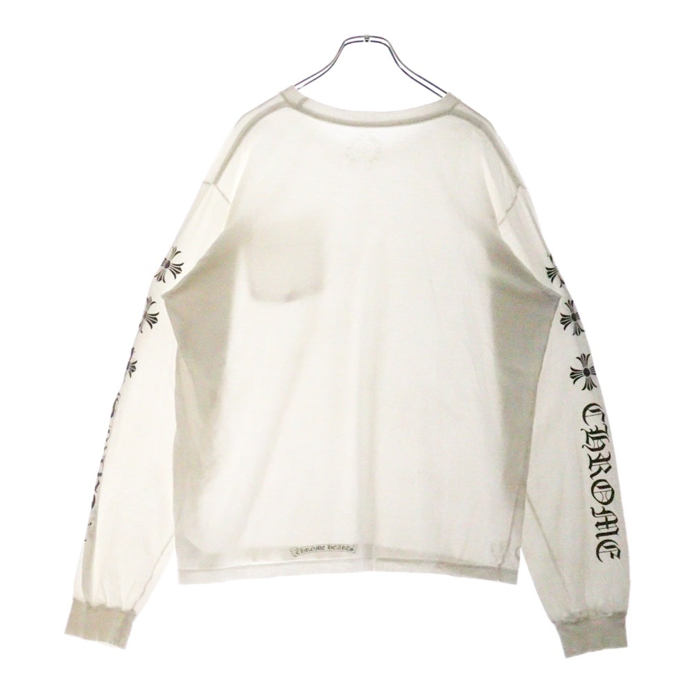 CHROME HEARTS(クロムハーツ) L/S Tee アームロゴ プリント長袖Tシャツ カットソー ホワイト