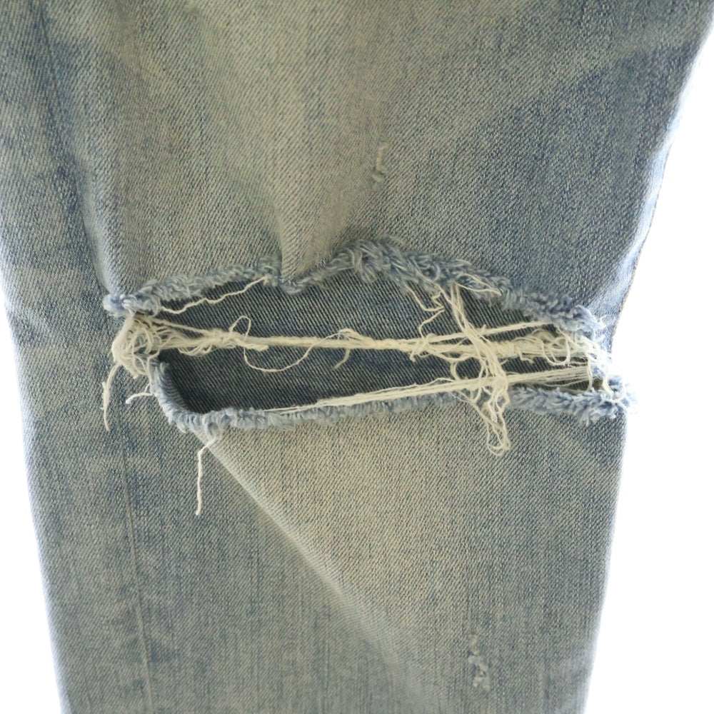 AMIRI(アミリ) ユーズド加工 レザーパッチ スリムスキニー ストレッチ デニムパンツ ジーンズ インディゴ