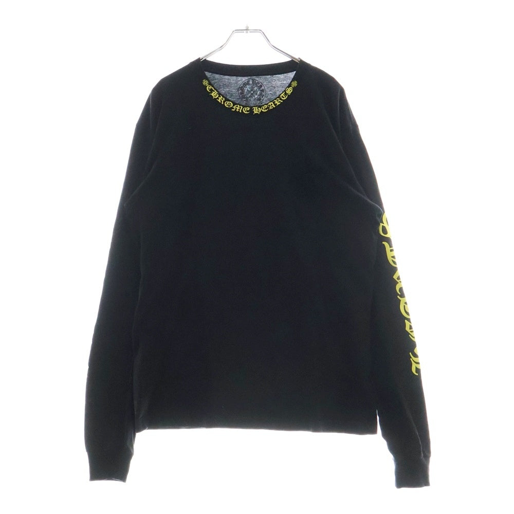 CHROME HEARTS(クロムハーツ) Old English Neck Logo L/S Tee オールドイングリッシュ ネックロゴ ロングスリーブTシャツ 長袖カットソー ロンT ブラック/イエロー