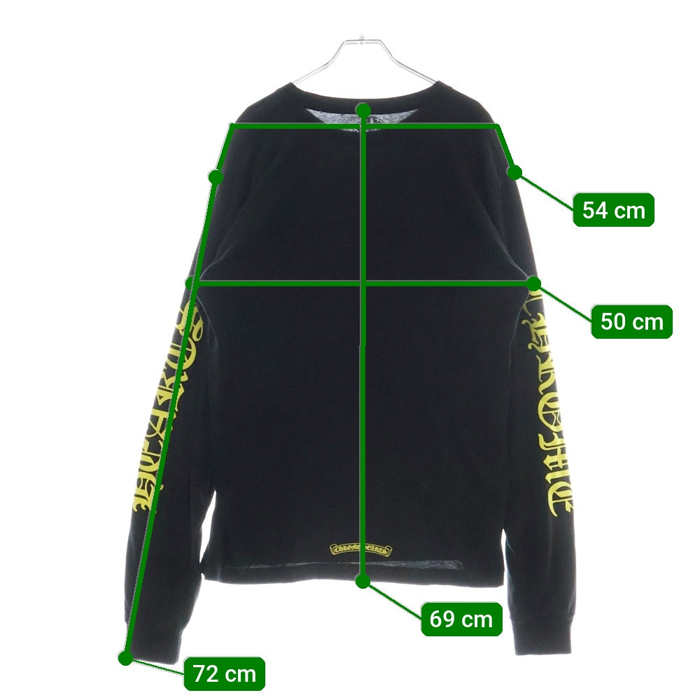 CHROME HEARTS(クロムハーツ) Old English Neck Logo L/S Tee オールドイングリッシュ ネックロゴ ロングスリーブTシャツ 長袖カットソー ロンT ブラック/イエロー