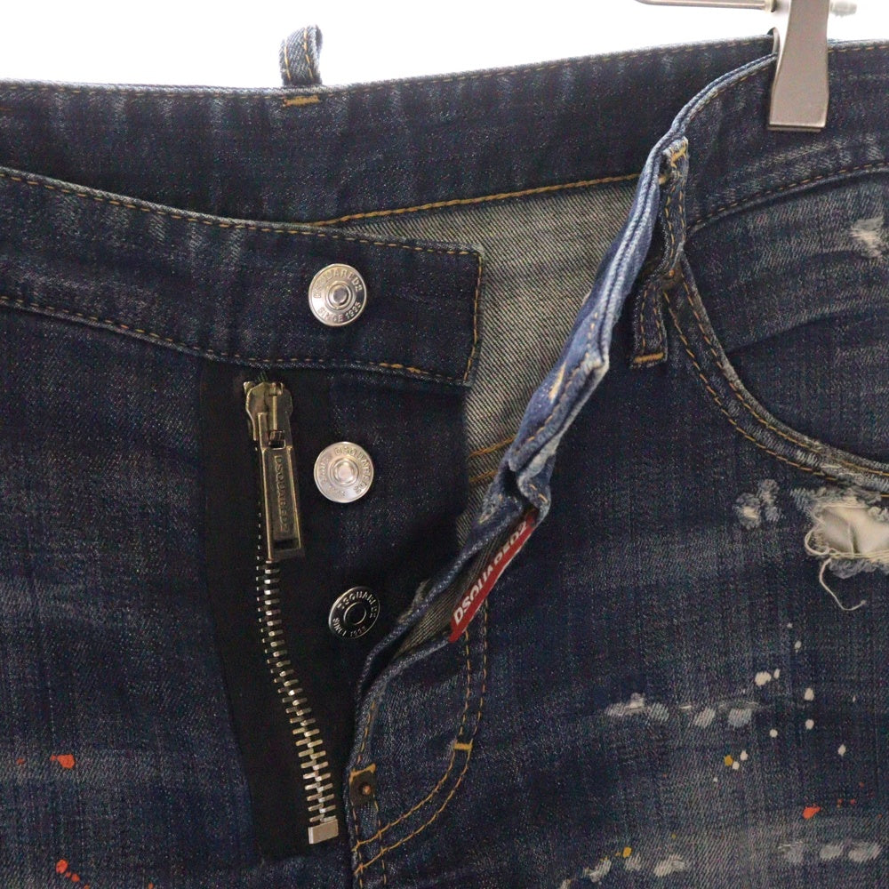 DSQUARED2(ディースクエアード) 18AW SEXY TWIST JEAN ペイント スキニーフィット デニムパンツ ジーンズ インディゴ S71LB0503 S30342