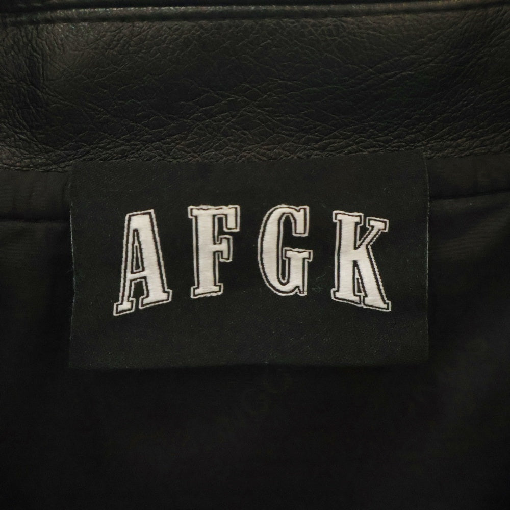 A FEW GOOD KIDS(アフュー グッド キッズ) レザージャケット バックロゴ刺繍 ブルゾン ブラック/イエロー