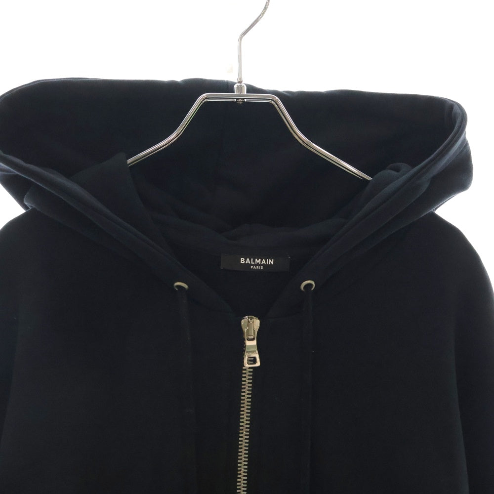 BALMAIN(バルマン) バックロゴプリント ジップアップフーディー スウェットパーカー ブラック JR010B027
