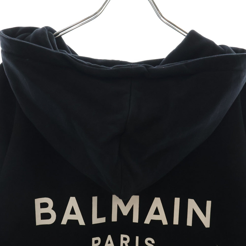 BALMAIN(バルマン) バックロゴプリント ジップアップフーディー スウェットパーカー ブラック JR010B027