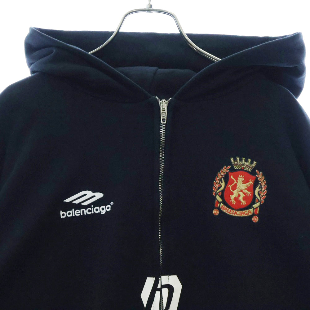 BALENCIAGA(バレンシアガ) 24SS Soccer Paris Zip-Hoodie ジップアップパーカー ロゴ刺繍 744457 TPVS6 ブラック