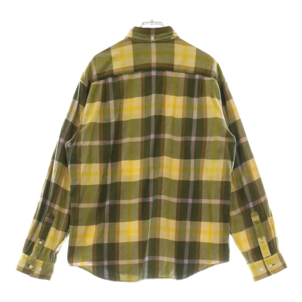 SUPREME(シュプリーム) 23AW Plaid Flannel Shirt 胸ロゴ刺繍 長袖 フランネルシャツ オリーブ
