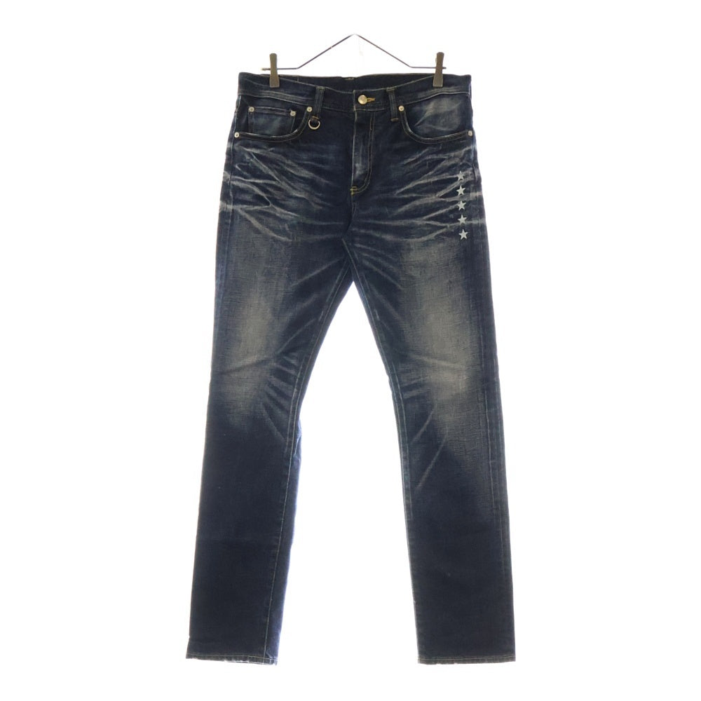 UNIFORM EXPERIMENT(ユニフォームエクスペリメント) FIVE STAR SLIM-FIT STRETCH DAMAGED DENIM PANT ストレッチ テーパードデニムパンツ インディゴ UE-150046