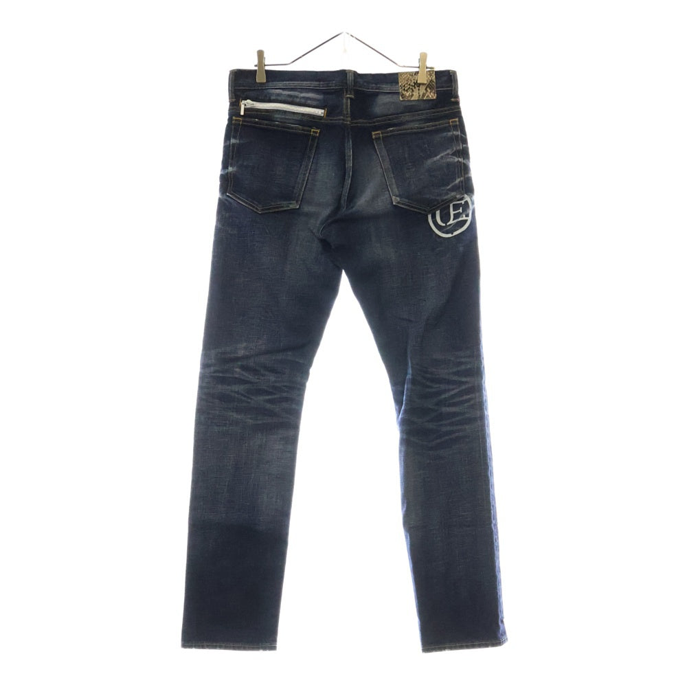 UNIFORM EXPERIMENT(ユニフォームエクスペリメント) FIVE STAR SLIM-FIT STRETCH DAMAGED DENIM PANT ストレッチ テーパードデニムパンツ インディゴ UE-150046