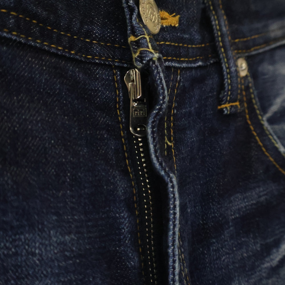 UNIFORM EXPERIMENT(ユニフォームエクスペリメント) FIVE STAR SLIM-FIT STRETCH DAMAGED DENIM PANT ストレッチ テーパードデニムパンツ インディゴ UE-150046