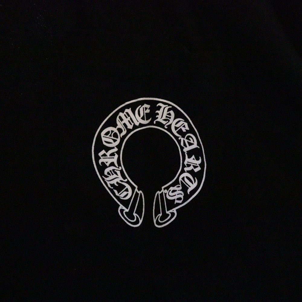 CHROME HEARTS(クロムハーツ) FLRL CRS HORSESHOE L/S バックホースシュー 袖フローラル ロングスリーブカットソー 長袖Tシャツ ロンT ブラック