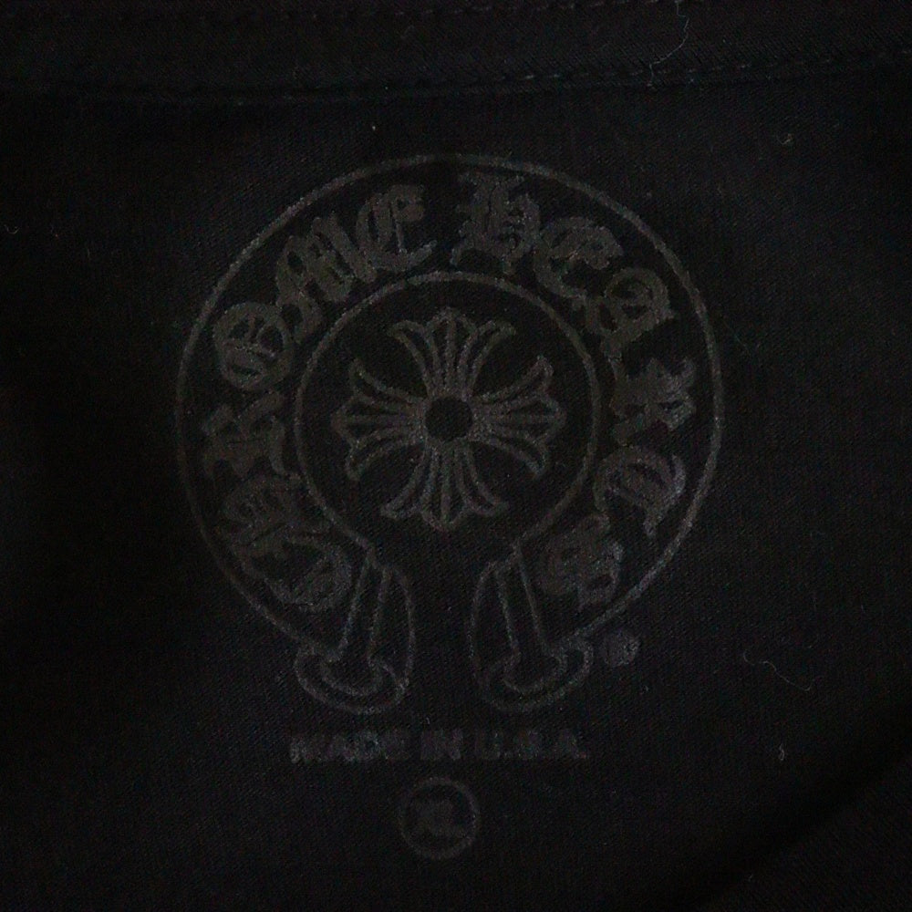 CHROME HEARTS(クロムハーツ) FLRL CRS HORSESHOE L/S バックホースシュー 袖フローラル ロングスリーブカットソー 長袖Tシャツ ロンT ブラック