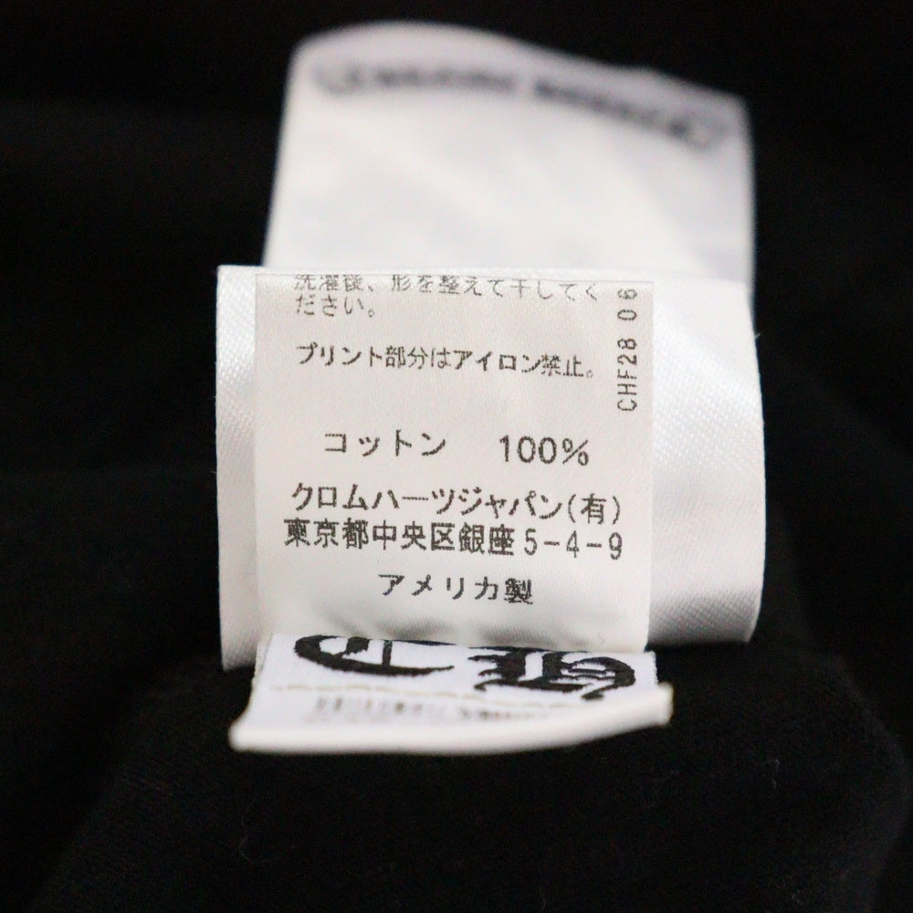 CHROME HEARTS(クロムハーツ) FLRL CRS HORSESHOE L/S バックホースシュー 袖フローラル ロングスリーブカットソー 長袖Tシャツ ロンT ブラック