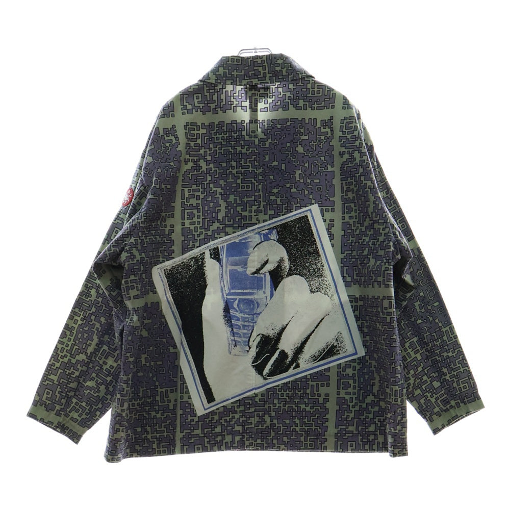 c.e cav empt(シーイー) 19SS SHORT BUTTON UP COAT 総柄 ショート ボタンアップコート ブラウン/パープル