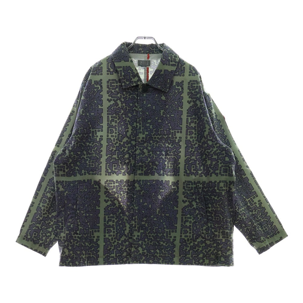 c.e cav empt(シーイー) 19SS SHORT BUTTON UP COAT 総柄 ショート ボタンアップコート ブラウン/パープル
