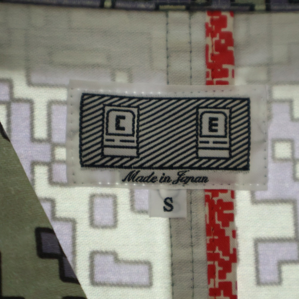 c.e cav empt(シーイー) 19SS SHORT BUTTON UP COAT 総柄 ショート ボタンアップコート ブラウン/パープル