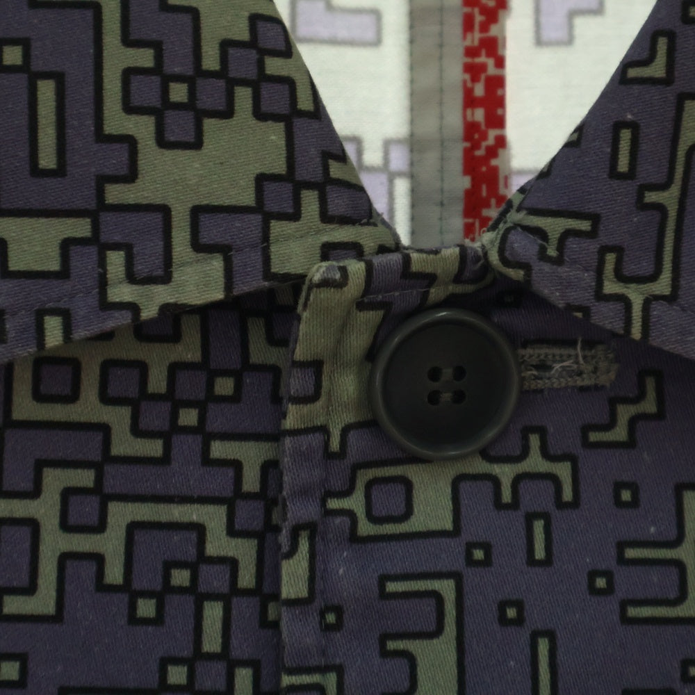 c.e cav empt(シーイー) 19SS SHORT BUTTON UP COAT 総柄 ショート ボタンアップコート ブラウン/パープル