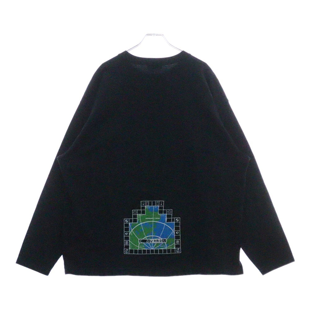 C.E(シーイー) ヘビーウェイト 両面刺繍デザイン ロングスリーブTシャツ 長袖カットソー ブラック