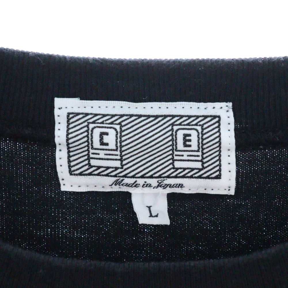 C.E(シーイー) ヘビーウェイト 両面刺繍デザイン ロングスリーブTシャツ 長袖カットソー ブラック