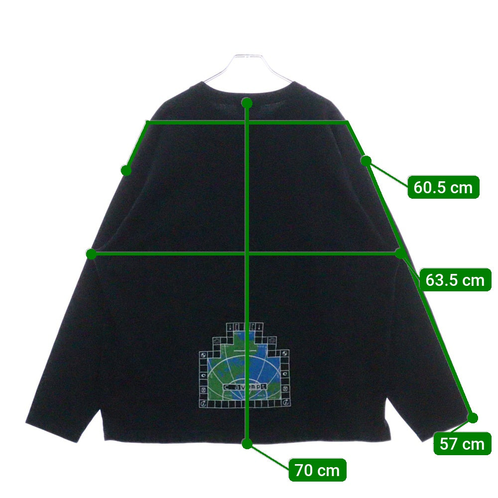 C.E(シーイー) ヘビーウェイト 両面刺繍デザイン ロングスリーブTシャツ 長袖カットソー ブラック