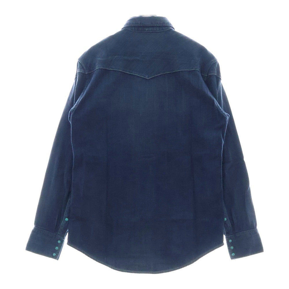 VISVIM(ヴィスヴィム) 12SS FOUR CORNERS DAMAGED デニムウエスタン 長袖 シャツ ターコイズボタン インディゴ 0112105007009