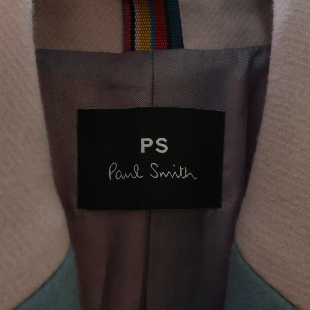 PS Paul Smith(ピーエスバイポールスミス) 2B ウールカルゼ ダブル ロングコート ブルー レディース 235353