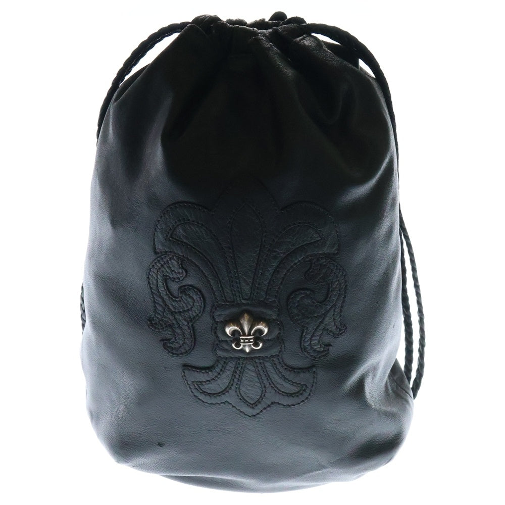 CHROME HEARTS(クロムハーツ) DRW STRNG SACK BSフレアドローストリングサックレザー巾着ハンドバッグ