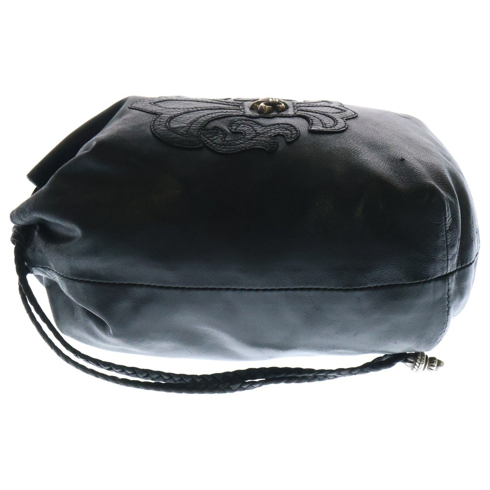 CHROME HEARTS(クロムハーツ) DRW STRNG SACK BSフレアドローストリングサックレザー巾着ハンドバッグ