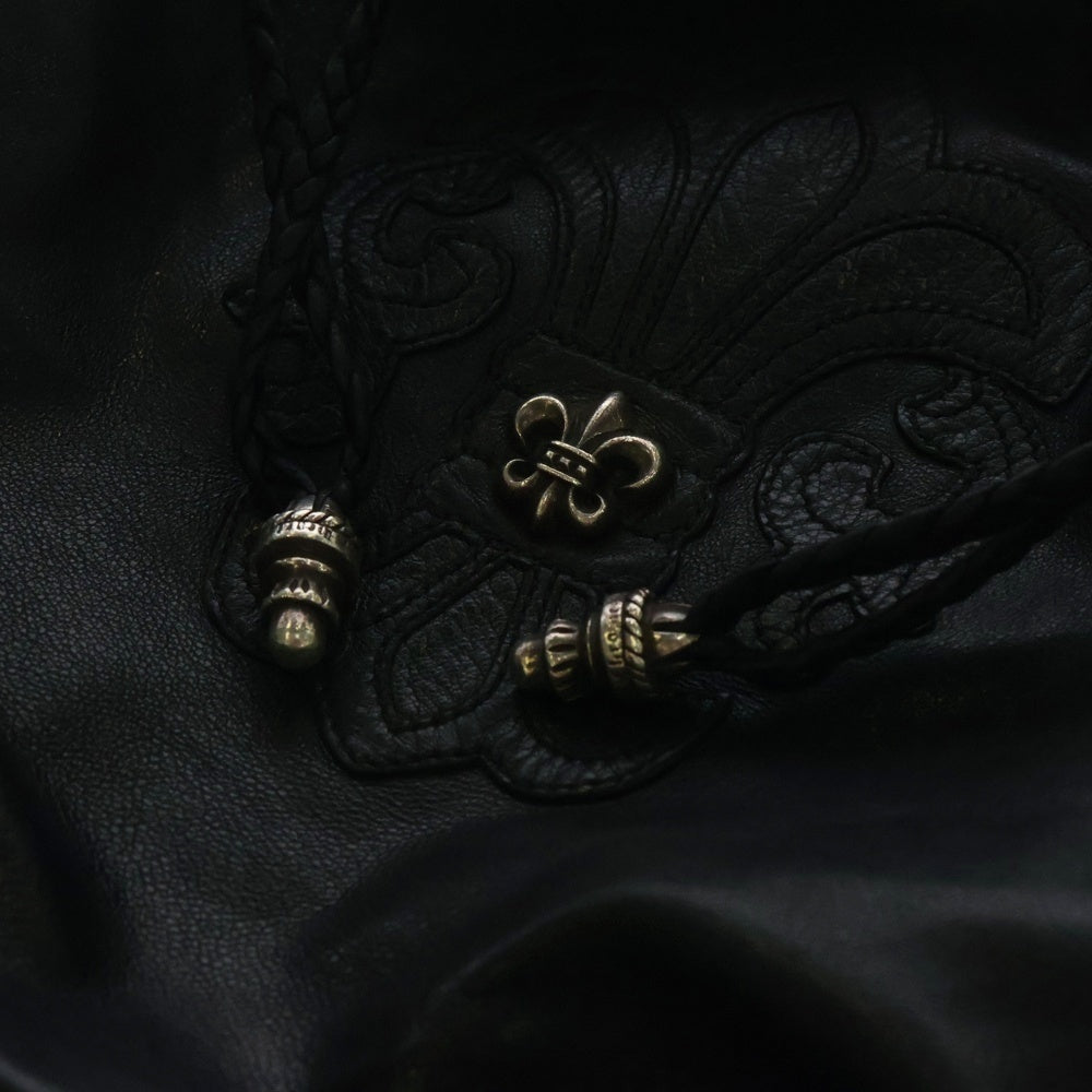 CHROME HEARTS(クロムハーツ) DRW STRNG SACK BSフレアドローストリングサックレザー巾着ハンドバッグ