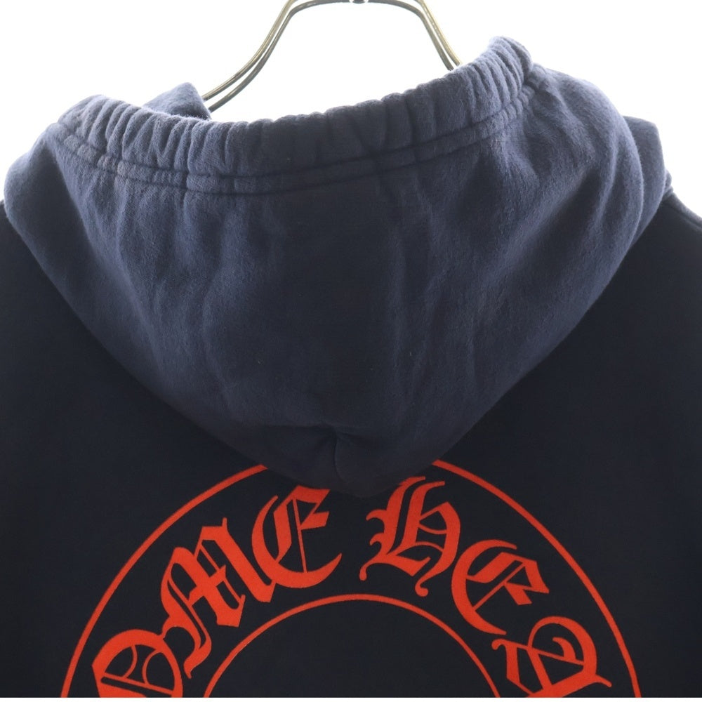 CHROME HEARTS(クロムハーツ) SWTSHRT PLVR プルオーバーパーカー 袖フローラルバックホースシューパーカー ネイビー/レッド