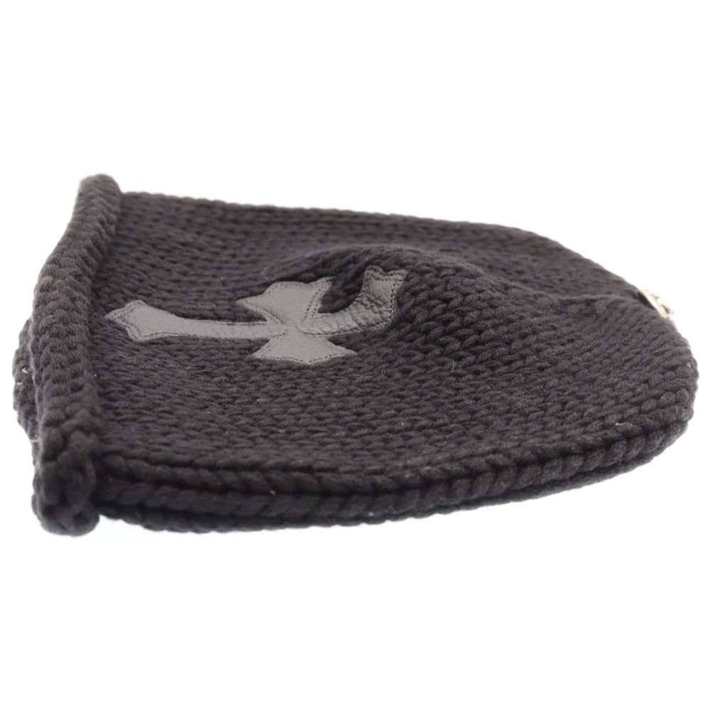 CHROME HEARTS(クロムハーツ) BEANIE CASH クロスパッチ カシミヤ ニットキャップ ビーニー 帽子 ブラック