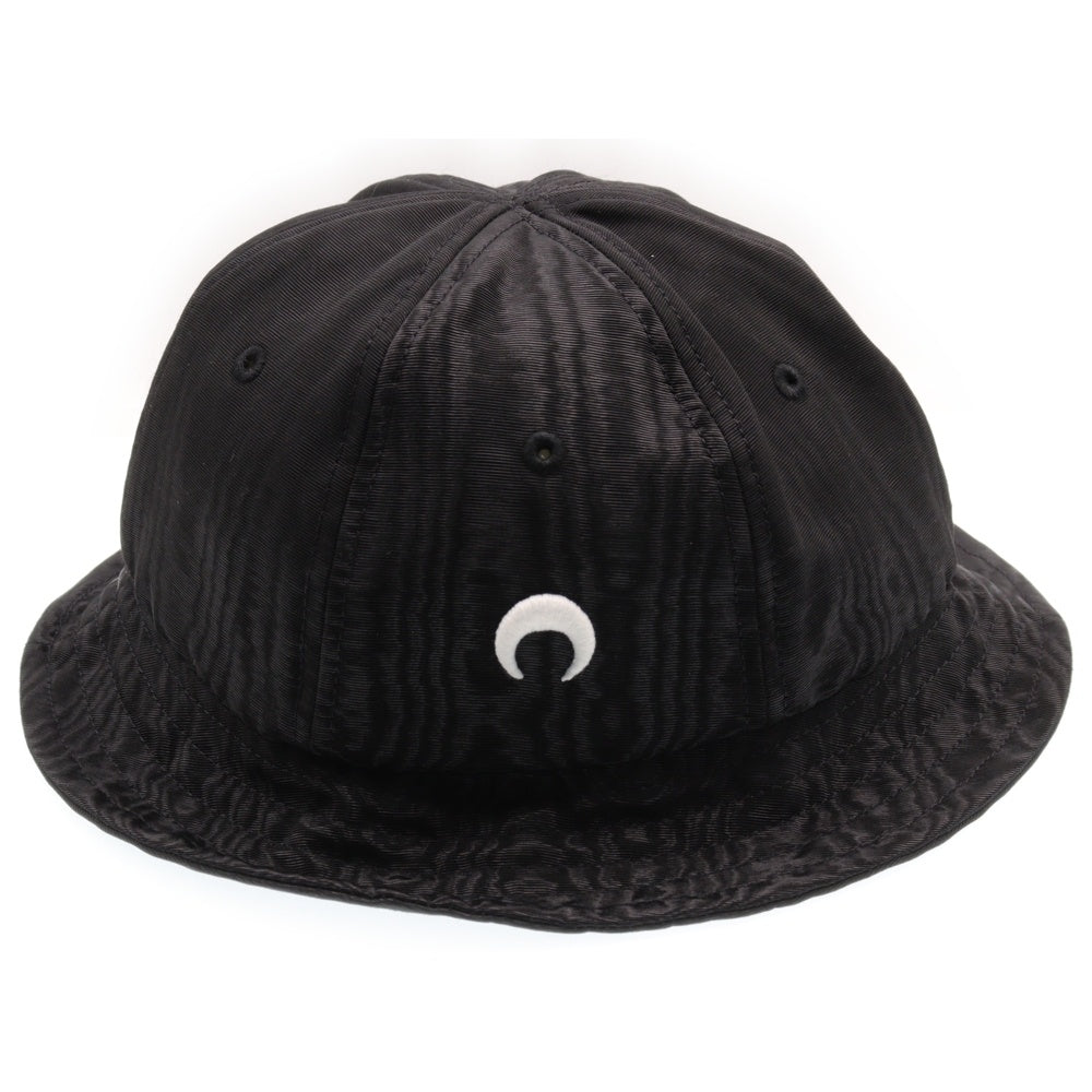 MARINE SERRE(マリーン セル) MOIRE BUCKET HAT ロゴ刺繍 バケットハット 帽子 ブラック