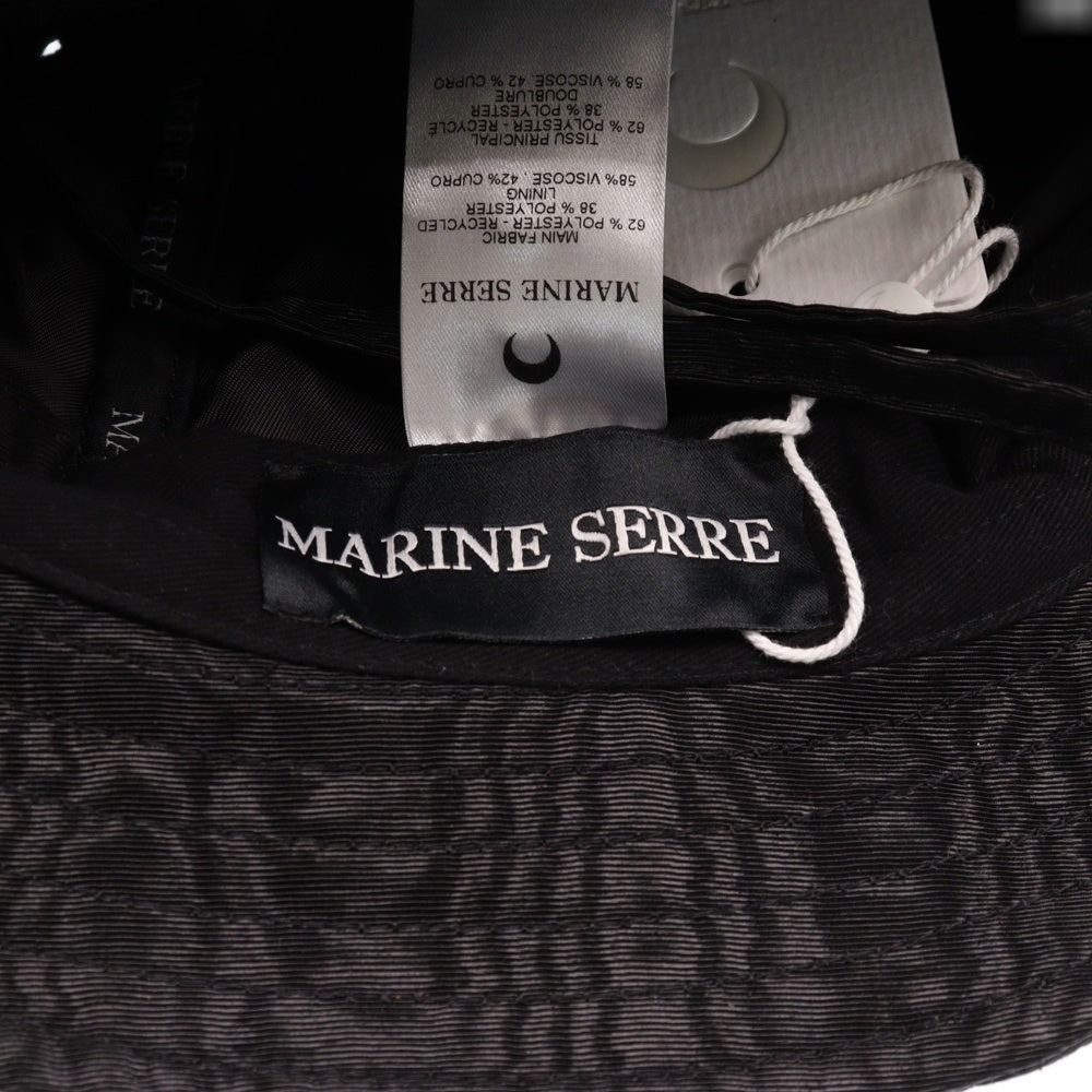 MARINE SERRE(マリーン セル) MOIRE BUCKET HAT ロゴ刺繍 バケットハット 帽子 ブラック