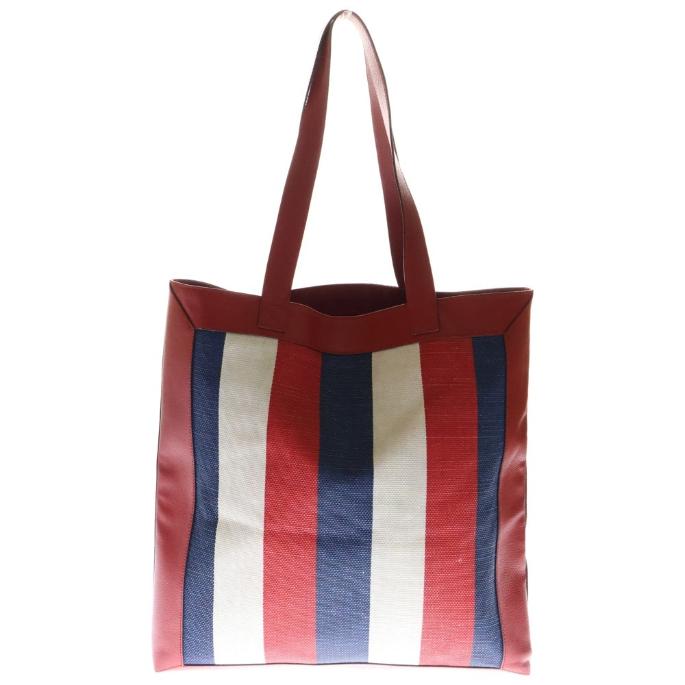 GUCCI(グッチ) ロゴプリント トリコロール レザー トートバッグ レッド/ホワイト/ネイビー 523781