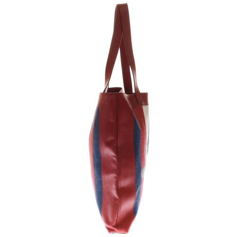 GUCCI(グッチ) ロゴプリント トリコロール レザー トートバッグ レッド/ホワイト/ネイビー 523781