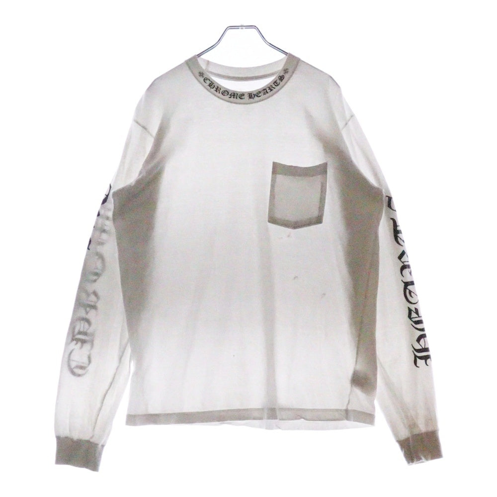 CHROME HEARTS(クロムハーツ) Neck Logo L/S Tee ネックロゴ プリント長袖Tシャツ カットソー ホワイト