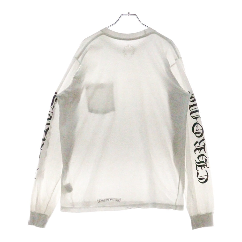 CHROME HEARTS(クロムハーツ) Neck Logo L/S Tee ネックロゴ プリント長袖Tシャツ カットソー ホワイト