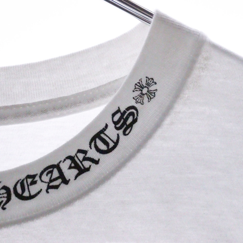 CHROME HEARTS(クロムハーツ) Neck Logo L/S Tee ネックロゴ プリント長袖Tシャツ カットソー ホワイト
