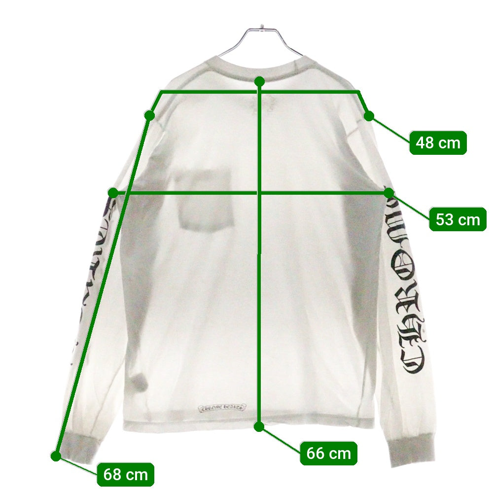 CHROME HEARTS(クロムハーツ) Neck Logo L/S Tee ネックロゴ プリント長袖Tシャツ カットソー ホワイト