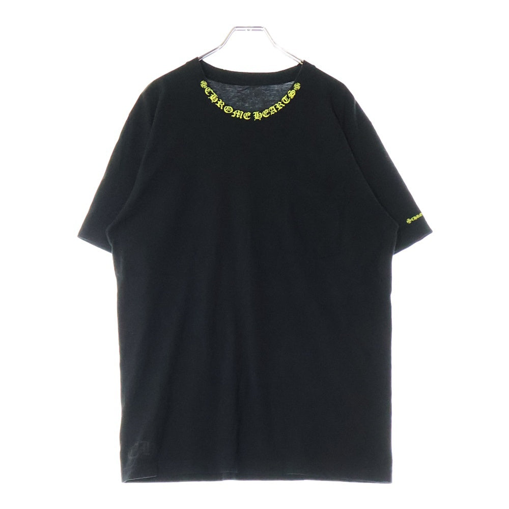 CHROME HEARTS(クロムハーツ) CH T-SHRT 1 ネックロゴプリント クルーネック半袖Tシャツカットソー ブラック/イエロー