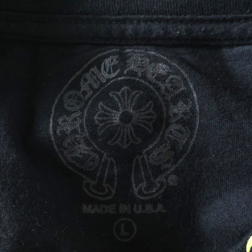CHROME HEARTS(クロムハーツ) CH T-SHRT 1 ネックロゴプリント クルーネック半袖Tシャツカットソー ブラック/イエロー