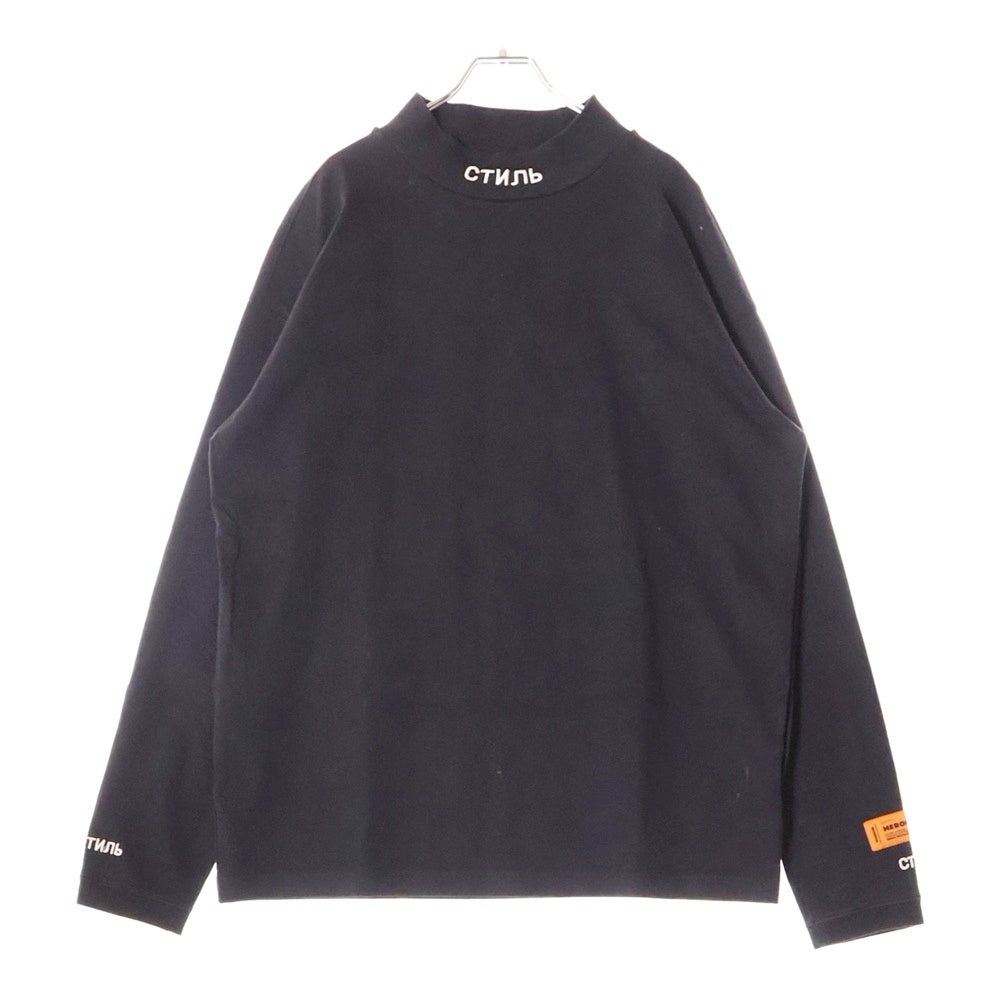 HERON PRESTON(ヘロンプレストン) モックネックTシャツ 長袖 ロンT ネックロゴ ブラック