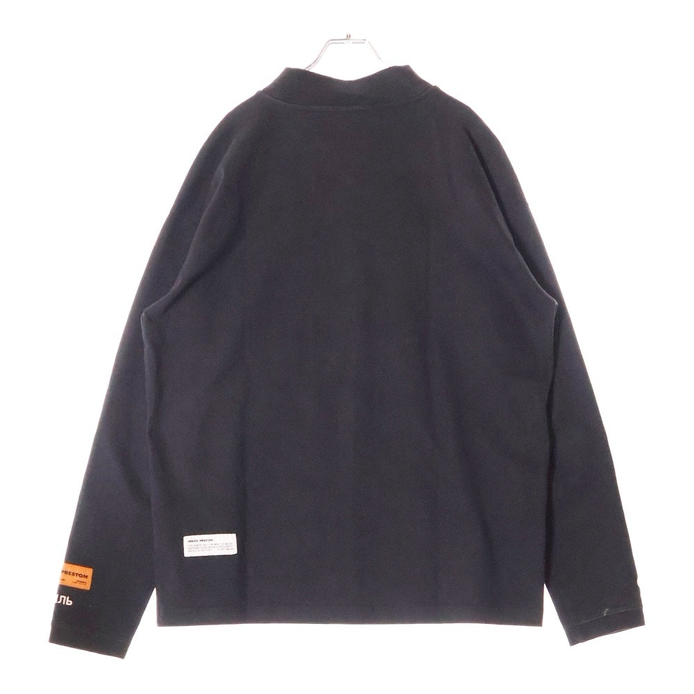 HERON PRESTON(ヘロンプレストン) モックネックTシャツ 長袖 ロンT ネックロゴ ブラック
