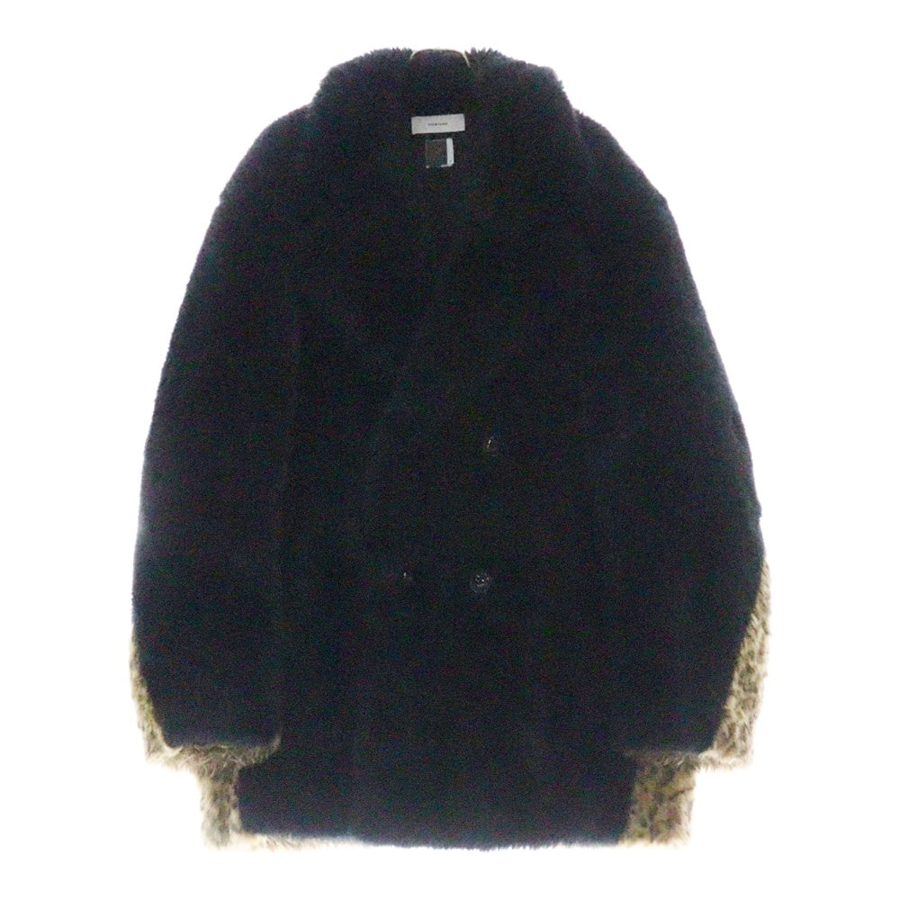 FACETASM(ファセッタズム) 21AW LEOPARD FAUX FUR PEA COAT レオパード ファーコート ブラック CSW-CO-M03