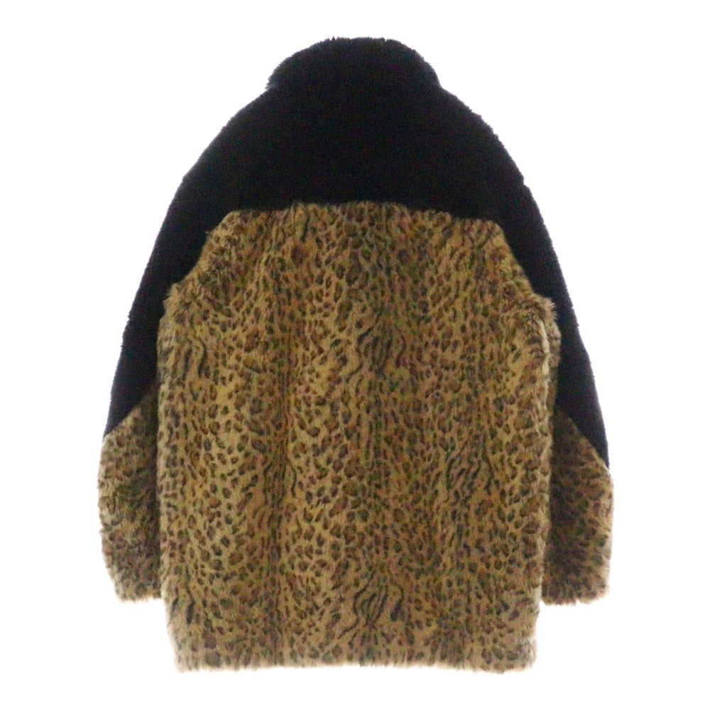 FACETASM(ファセッタズム) 21AW LEOPARD FAUX FUR PEA COAT レオパード ファーコート ブラック CSW-CO-M03